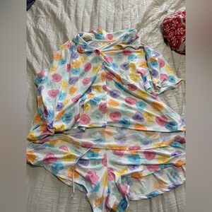 Colorful Heart Print Women's Pajama Set